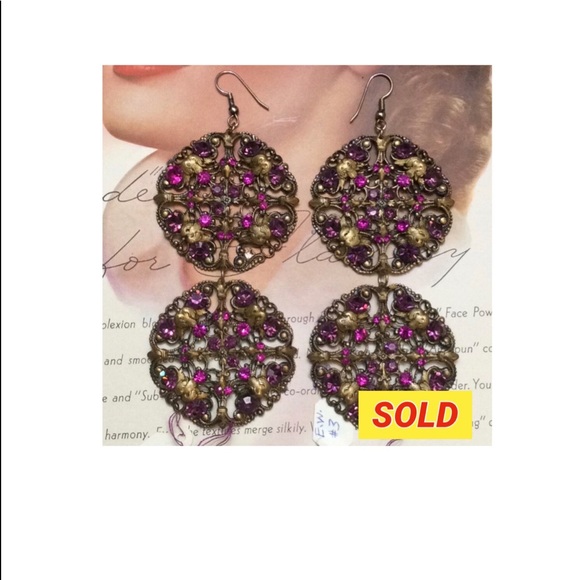 Vintage Jewelry - Vintage Filagree Dangle Duster Statement Earrings